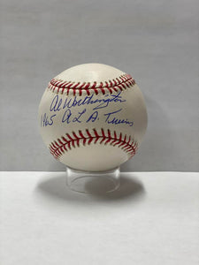 Al Worthington Signed and Inscribed Baseball. Auto PSA Image 1