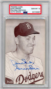 Duke Snider Signed Exhibit Card. Auto PSA Gem Mint 10 Image 1