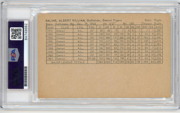 Al Kaline Signed Exhibit Card. Auto PSA Gem Mint 10 Image 2