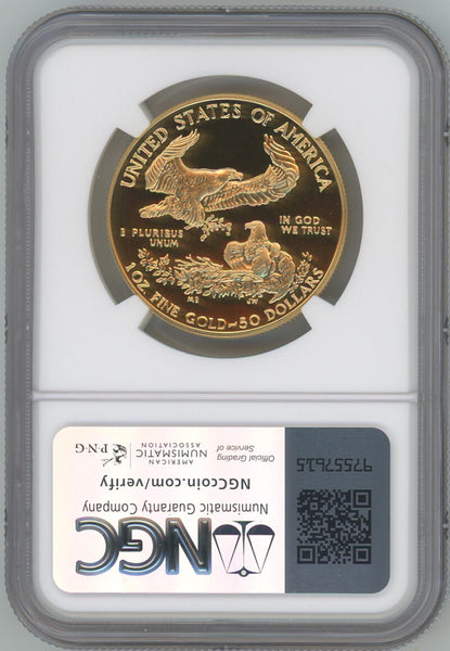 1987 W $50 Proof American Gold Eagle, 1 Oz. NGC PF69 Ultra Cameo Image 2