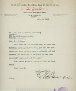 Ed Barrow Signed Letter. PSA Image 1