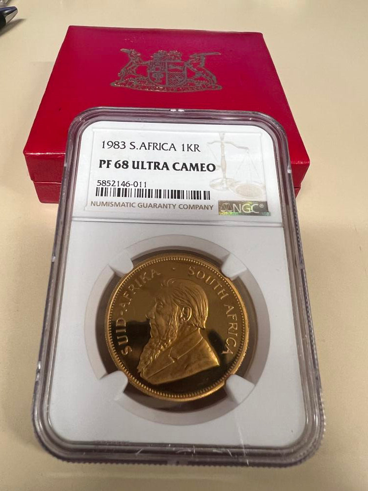 1983 S South Africa PROOF Krugerrand NGC PF68 Ultra Cameo. With Box Image 1