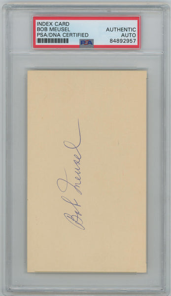 Bob Meusel Signed Index Card. PSA 84892957 jm Image 1