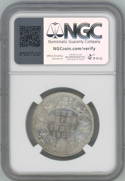 1900 B India Rupee. NGC Unc Details Image 2