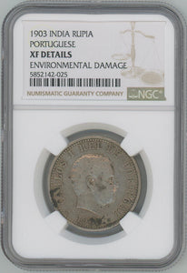 1903 India Rupia. Portuguese. NGC XF Details Image 1