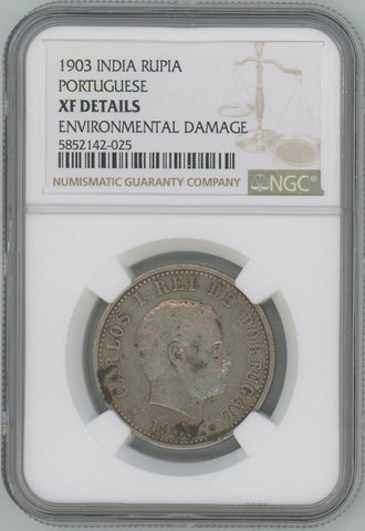 1903 India Rupia. Portuguese. NGC XF Details Image 1