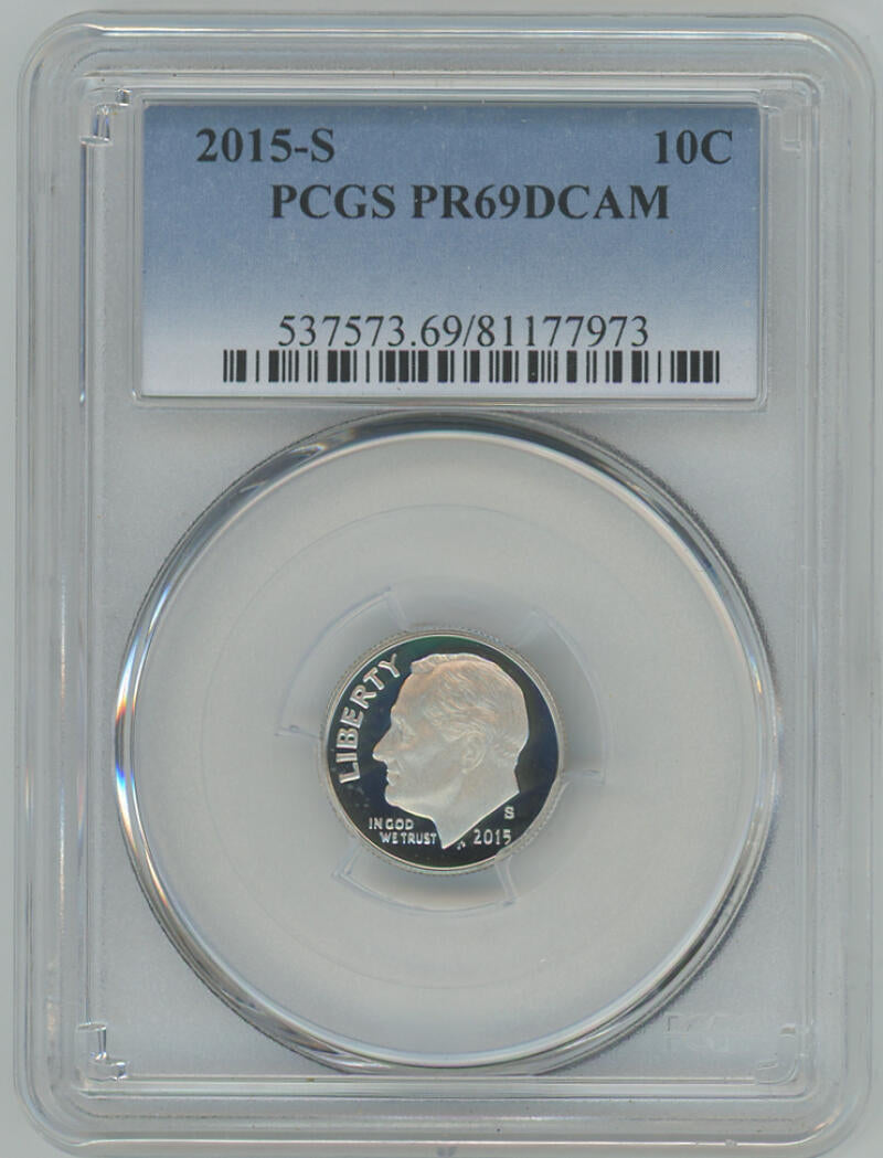 2015 S Proof Roosevelt Dime. PCGS PR69 DCAM Image 1