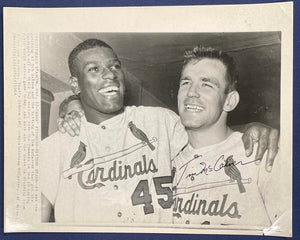 Tim McCarver Signed 11x14 Photo w/ Bob Gibson. Auto PSA Image 1