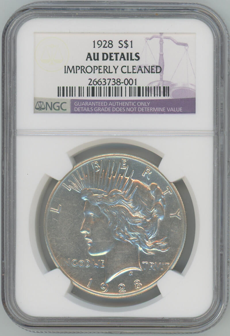 1928 Peace Dollar. NGC AU Details Image 1