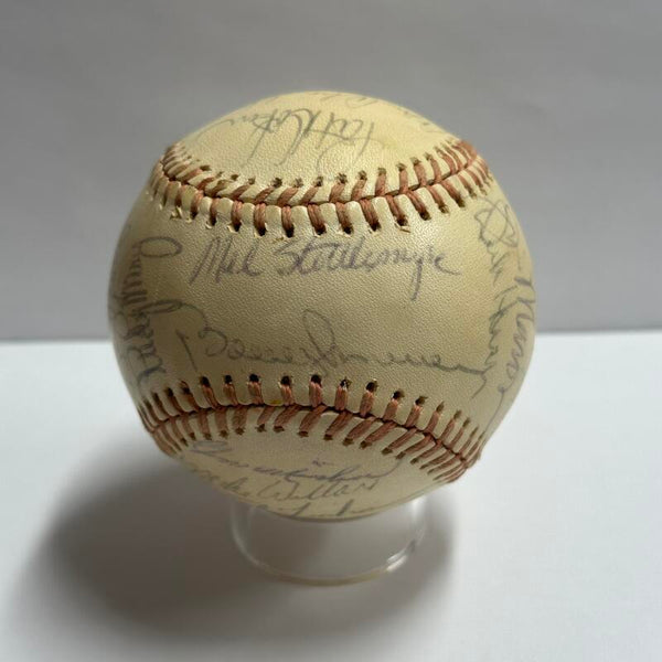 1974 Yankees Multi Signed (23) Baseball Featuring Whitey Ford and Thurman Munson. Auto JSA Image 3