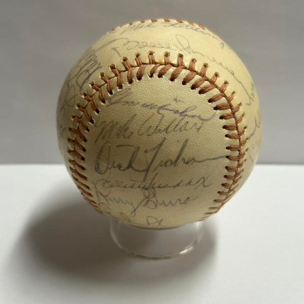 1974 Yankees Multi Signed (23) Baseball Featuring Whitey Ford and Thurman Munson. Auto JSA Image 5