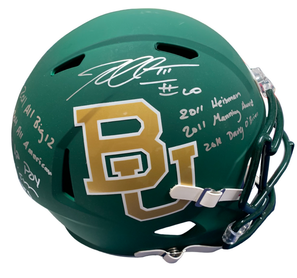 Robert Griffin III Signed Full-Size Baylor Helmet, 7 Inscribed Statistics. Auto RG3 TRISTAR Image 2