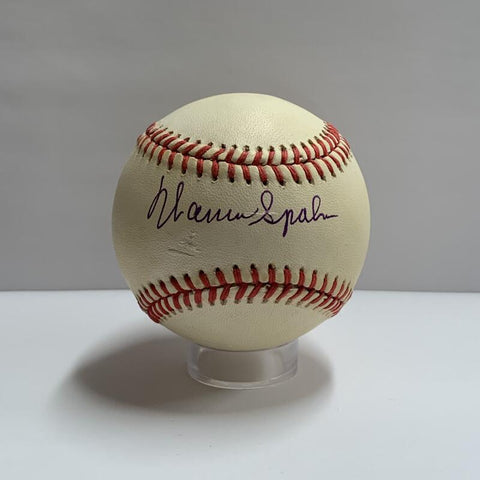 Warren Spahn Single Signed 1980s Baseball. Auto JSA Image 1