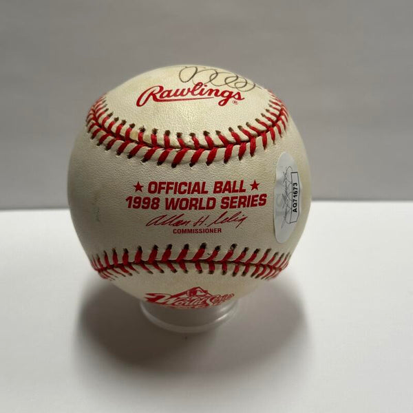 Jeff Nelson and Shane Spencer Multi Signed 1998 World Series Baseball. Auto JSA Image 3