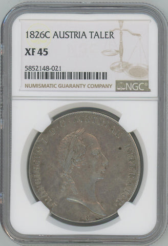 1826 C Austria Taler. NGC XF45 Image 1