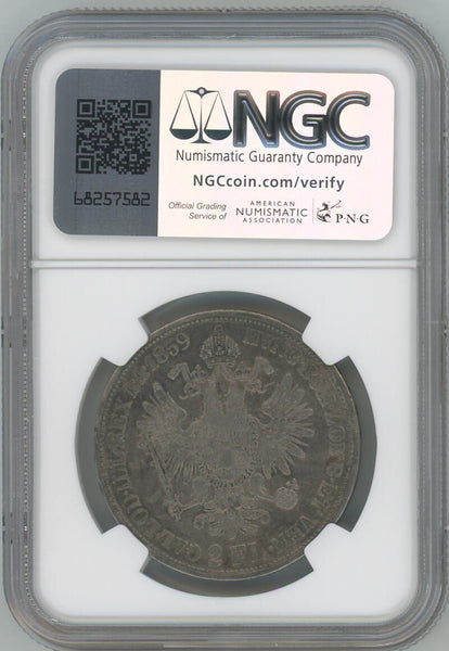 1859 B Austria 2 Florin. NGC XF45 Image 2