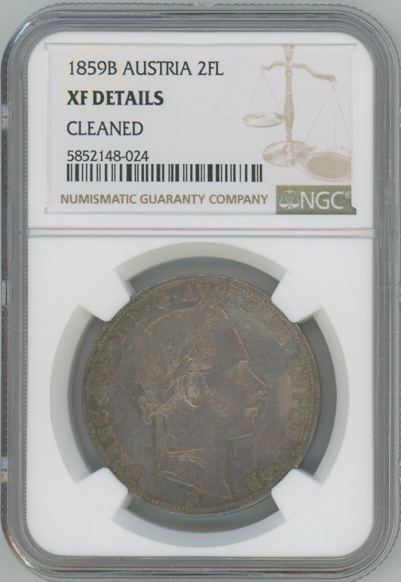 1859 B Austria 2 Florin. NGC XF Details Image 1