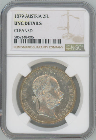 1879 Austria 2 Florin. NGC Unc Details Image 1