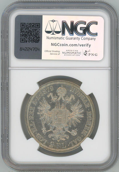 1879 Austria 2 Florin. NGC Unc Details Image 2