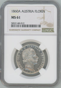 1860 A Austria Florin. NGC MS61 Image 1