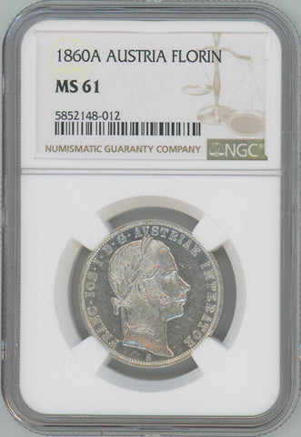 1860 A Austria Florin. NGC MS61 Image 1