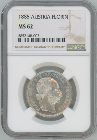 1885 Austria Florin. NGC MS62 Image 1