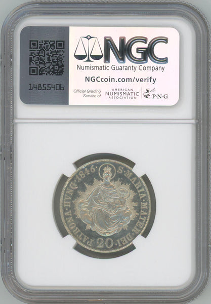 1846 B Hungary 20 Krajczar. NGC Unc Details Image 2