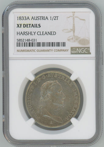 1833 A Austria 1/2 Taler. NGC XF Details Image 1