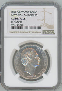 1866 Germany Taler. Bavaria-Madonna. NGC AU Details Image 1