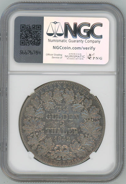 1842 Germany 2 Thaler. Frankfurt-Eagle. NGC XF Details Image 2