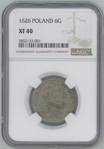 1626 Poland 6 Groschen. NGC XF40 Image 1