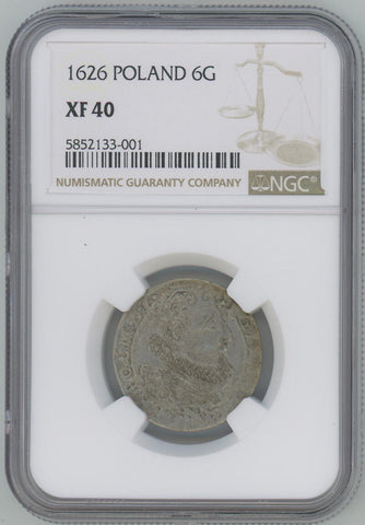 1626 Poland 6 Groschen. NGC XF40 Image 1