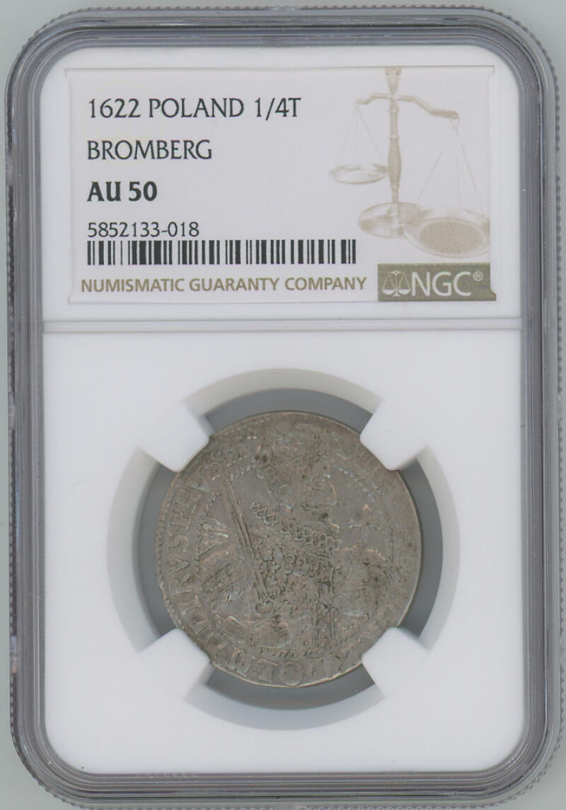 1622 Poland 1/4 Thaler. Bromberg. NGC AU50 Image 1