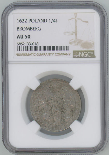 1622 Poland 1/4 Thaler. Bromberg. NGC AU50 Image 1