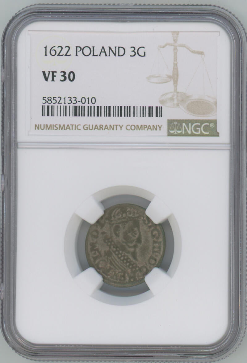 1622 Poland 3 Groschen. NGC VF30 Image 1