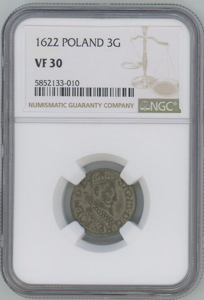 1622 Poland 3 Groschen. NGC VF30 Image 1