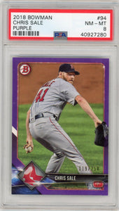 2018 Bowman Chris Sale /250 Purple #94. PSA 8 Image 1