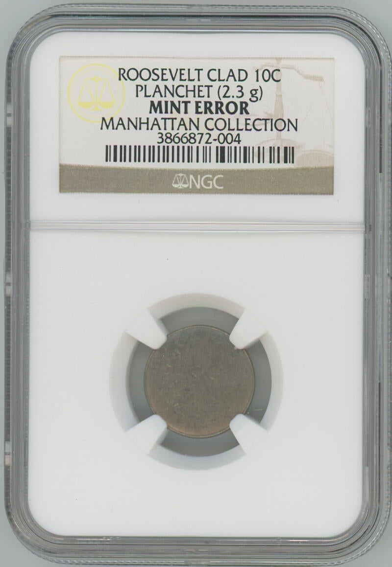 Roosevelt Dime Blank Planchet. NGC Mint Error Image 1