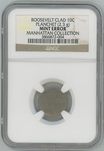 Roosevelt Dime Blank Planchet. NGC Mint Error Image 1