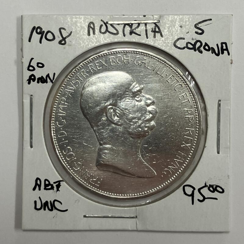 1908 Austria .5 Corona. Uncirculated Image 1