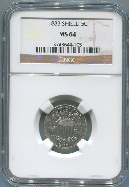 1883 Shield Nickel. NGC MS 64. Philadelphia Mint. Uncirculated!