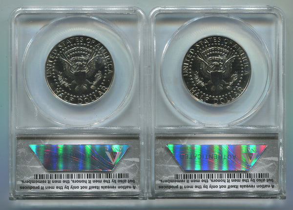 2014 P + D Kennedy Half Dollar set. 50th Anniversary. High Relief. ANACS SP69